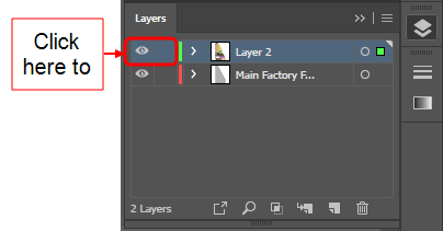 screen capture showing Layers panel after selected items have been moved and withe the eye icon highlighted